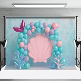 Lofaris Underwater Pastel Mermaid Shell Cake Smash Backdrop